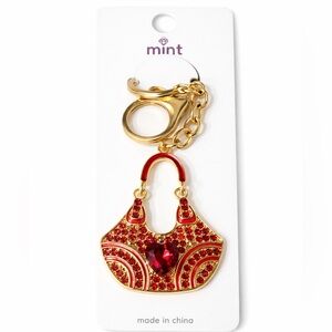 Mint Gold and Red Handbag Keychain